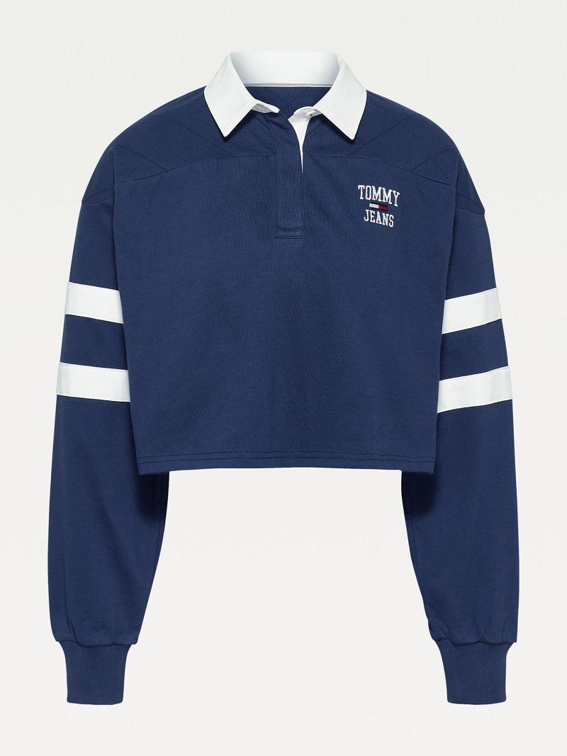 Női Tommy Hilfiger Organic Pamut Collegiate Polos Sötétkék | HU 271WNB